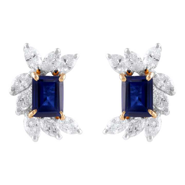 Blue Saphire Diamond Earrings