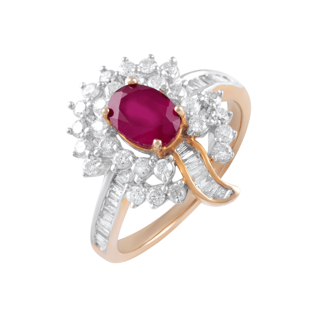 Burgundy stone diamond ring