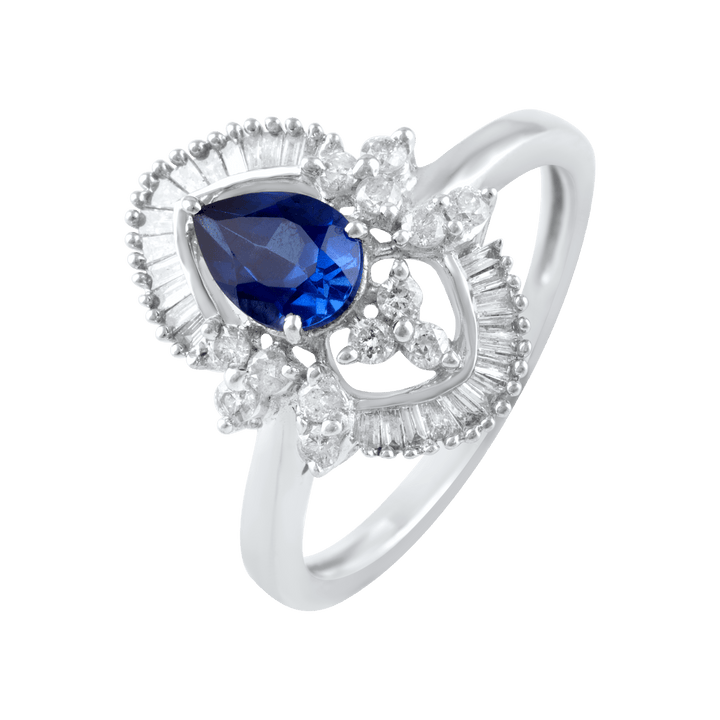 Diamond Ring with Blue Stone