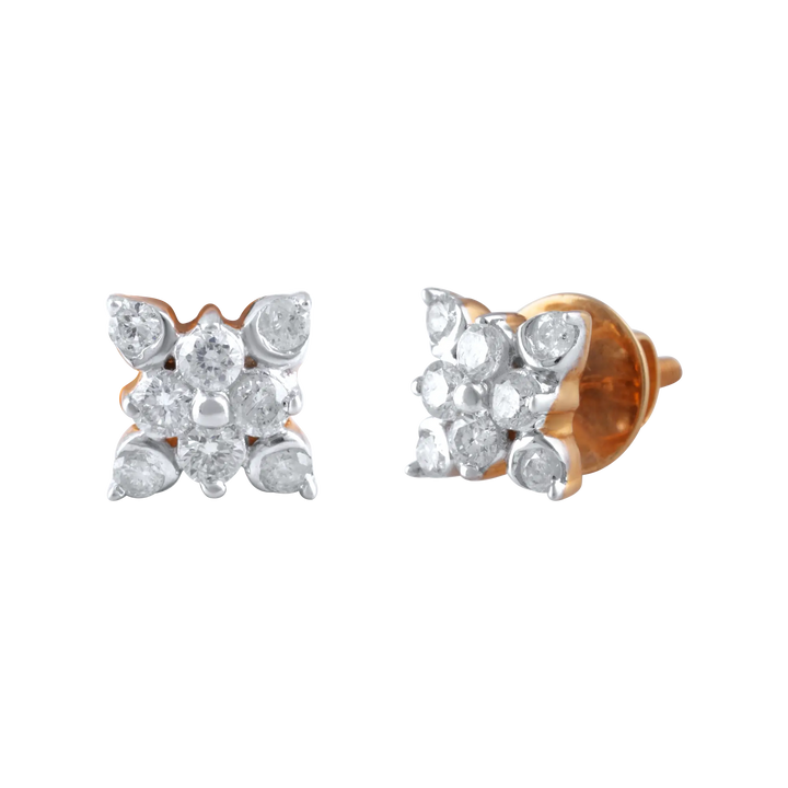 Flower Shape Diamond Earrings