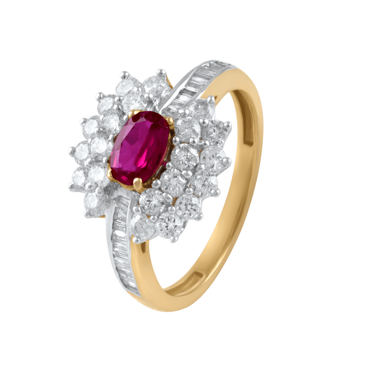Red jewel and diamond ring