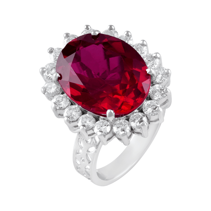 Ruby-encrusted diamond ring